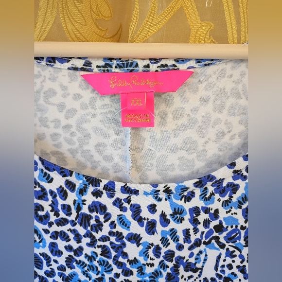 NWOT Lilly Pulitzer  Bryson Long Sleeve Blue and White Leopard Print Dress - Picture 4 of 14